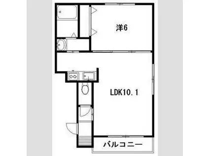 ヴィラ新さっぽろ(1LDK/1階)の間取り写真