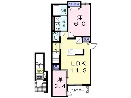 ラフレシールII(2LDK/2階)の間取り写真