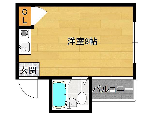 プルシャン太秦(ワンルーム/1階)の間取り写真