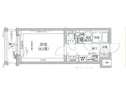 ルフレ プレミアム上北沢(1K/5階)の間取り写真