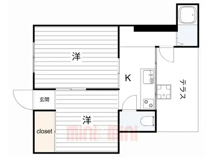 アースハイツII(2DK/1階)の間取り写真