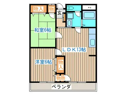 旭レジデンス(2LDK/3階)の間取り写真