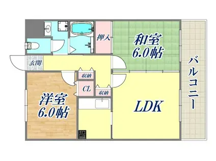 グランピアウエスト(2LDK/3階)の間取り写真