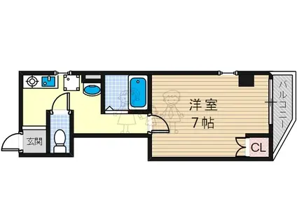 プライムコート 天王寺大道(1K/2階)の間取り写真