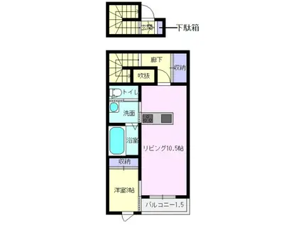 ドルチェ・ヴィータ白石E(1LDK/2階)の間取り写真