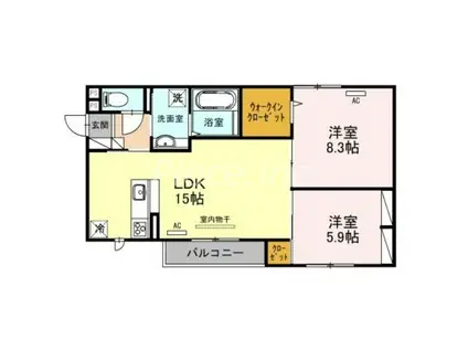 AVENIR城北(2LDK/3階)の間取り写真