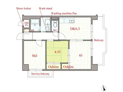 カルム東大阪(2DK/2階)の間取り写真