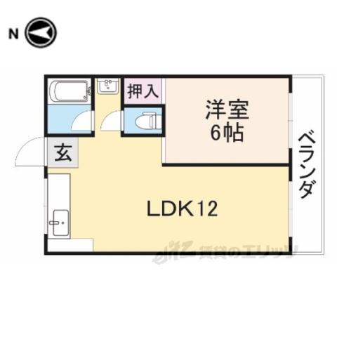 山本マンション(1LDK/2階)の間取り写真