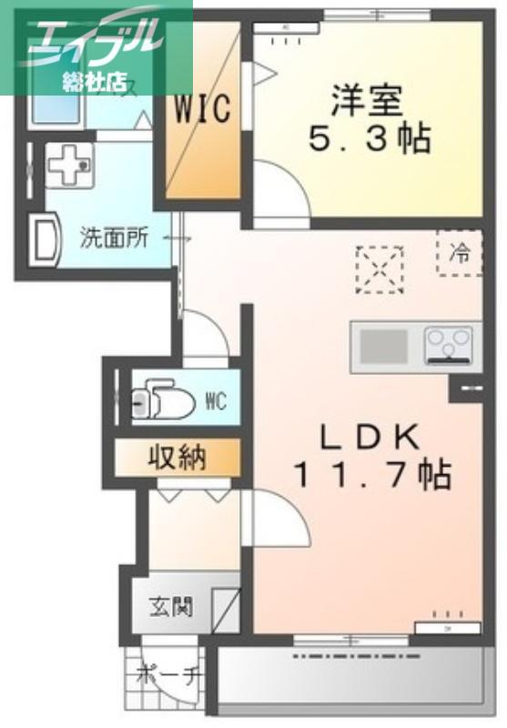 エクセレンス(1LDK/1階)の間取り写真