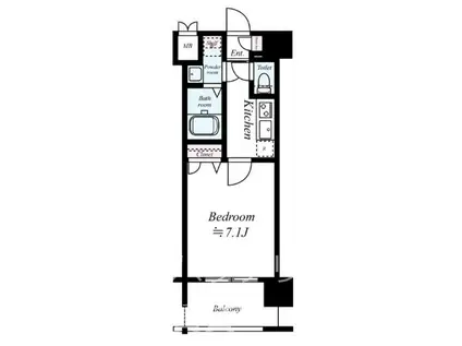 サヴォイ・スタジオスイーツ(1K/2階)の間取り写真