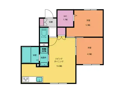 フラットRV(2LDK/1階)の間取り写真