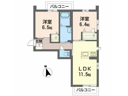 グラシウ寿金沢(2LDK/3階)の間取り写真