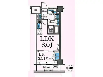 ラティエラ武蔵小杉(1LDK/6階)の間取り写真