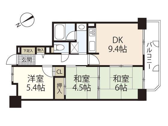藤和ハイタウン矢野(3LDK/9階)の間取り写真