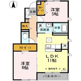 パブロハニー A(2LDK/1階)の間取り写真