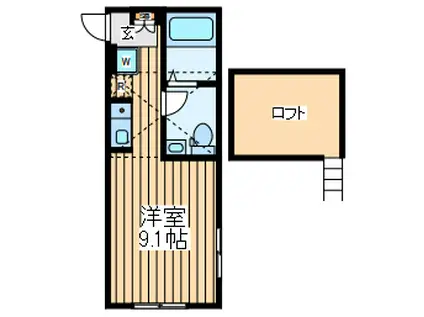 ウィズプレイス月見台(ワンルーム/2階)の間取り写真