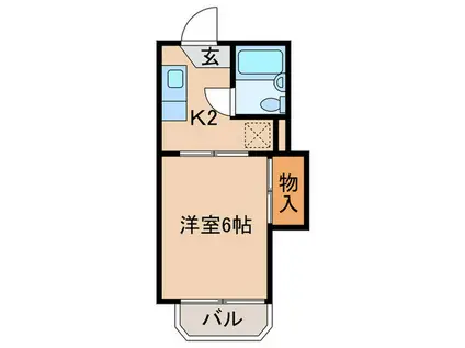 エスポワールKOHATA B棟(1K/2階)の間取り写真