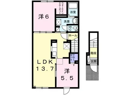 ドルチェI(2LDK/2階)の間取り写真