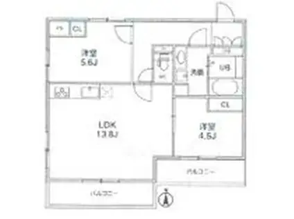 THE PALMS MUSE 新江古田(2LDK/4階)の間取り写真