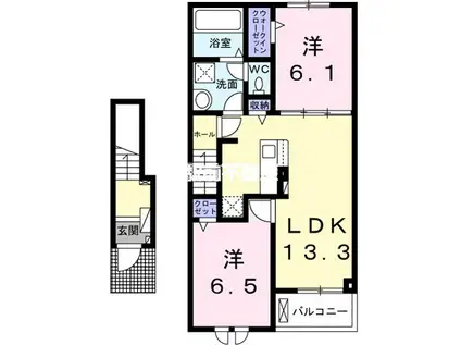 マリーガーデン(2LDK/2階)の間取り写真