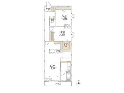 浦和区常盤9丁目メゾン(2LDK/1階)の間取り写真