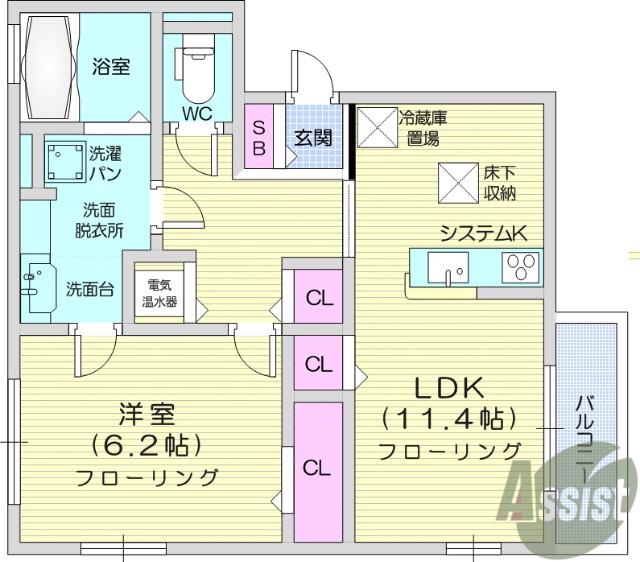 ベルティック(1LDK/1階)の間取り写真