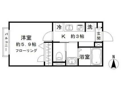 ACコモド(1K/2階)の間取り写真