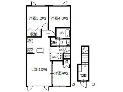 グランテイク22(3LDK/2階)の間取り写真