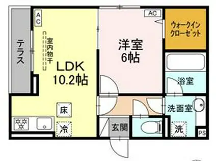 D PAINA 今井南町(1LDK/2階)の間取り写真