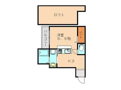 ニュージャーニー大橋(ワンルーム/2階)の間取り写真