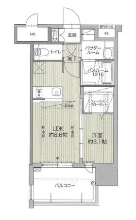 グランフォーレ博多ウォーターフロント(1LDK/13階)の間取り写真