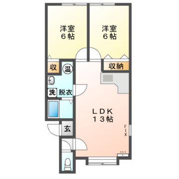 Mハイツ高砂12(2LDK/2階)の間取り写真