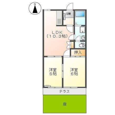 グランビュー平田(2LDK/1階)の間取り写真