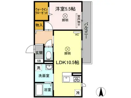クルールSIX(1LDK/2階)の間取り写真