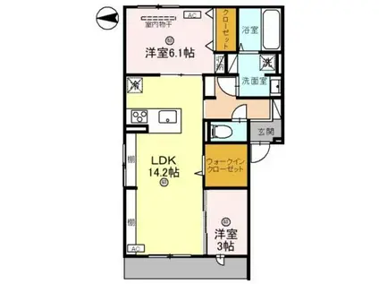 D-ROOM新家2丁目(2LDK/1階)の間取り写真