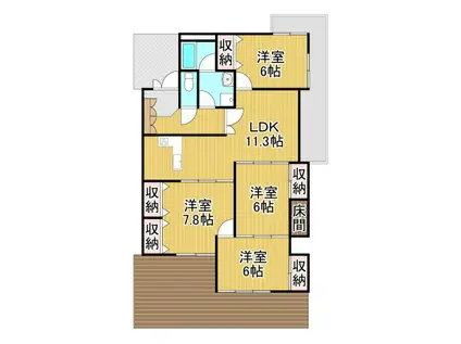 グランドシャルマン(3LDK/1階)の間取り写真