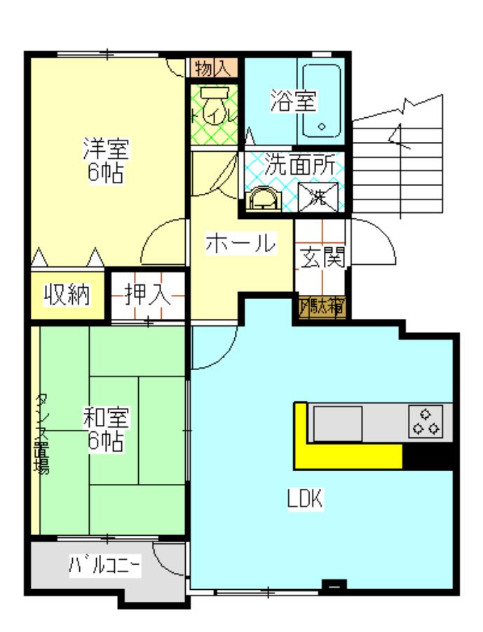 エゼ平井(2LDK/1階)の間取り写真