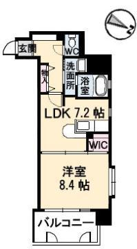 フラットリア笠岡(1DK/2階)の間取り写真