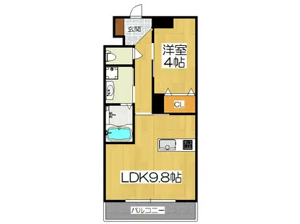 クオリア参番館(1LDK/2階)の間取り写真