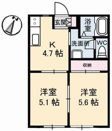 フレグランス寿A棟(2K/1階)の間取り写真