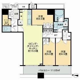 CHIBA CENTRAL TOWER(3LDK/28階)の間取り写真