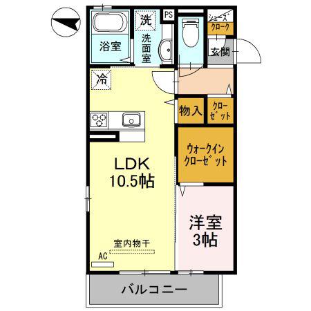 カサブランカ武蔵浦和(1LDK/2階)の間取り写真