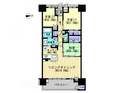 クレアホームズ番町(3LDK/3階)の間取り写真