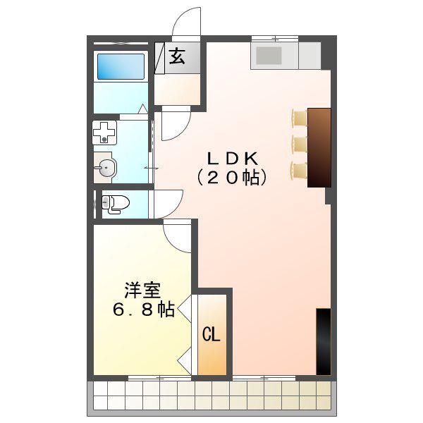グリーンハイムハダノ(1LDK/1階)の間取り写真