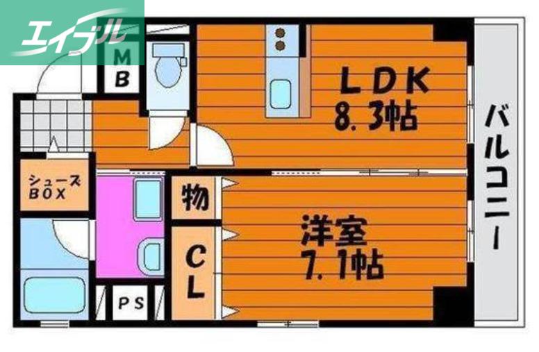 ハートフル医大西(1LDK/5階)の間取り写真