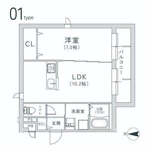 TRICERA COURT(1LDK/1階)の間取り写真