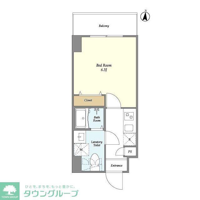 ドゥーエ蕨(1K/6階)の間取り写真