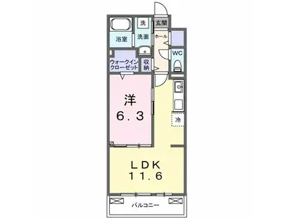 クラール 今泉(1LDK/2階)の間取り写真
