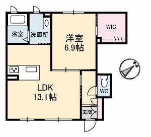 DOLCE(1LDK/1階)の間取り写真
