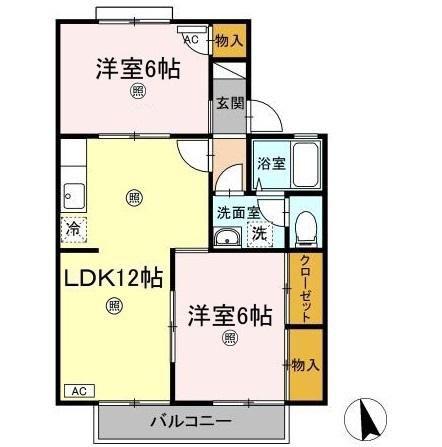 樋之口アヴェニュー(2LDK/2階)の間取り写真